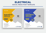 Professional electrical service poster, Electrical Social Media Post and Flyer Template