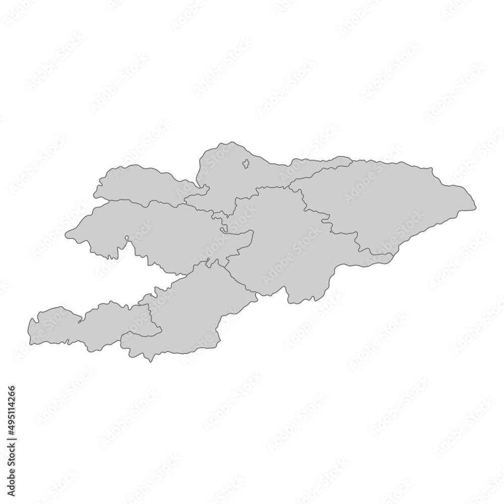 Fototapeta premium Outline political map of the Kyrgyzstan. High detailed vector illustration.