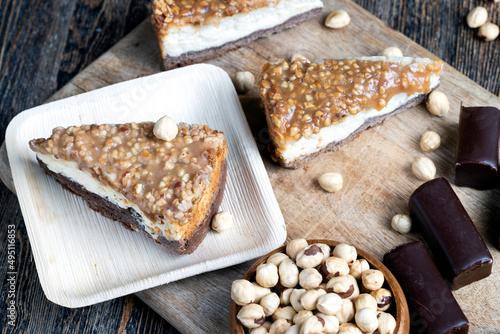 sweet and delicious cake with nuts and caramel