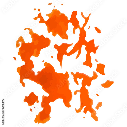 Abstract elements for design. Gouache watercolor paints. Freedom of form. Orange texture brush. Graphic vector. 