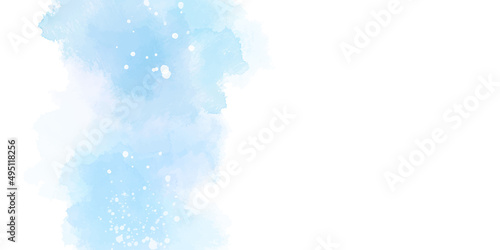 水彩テクスチャの背景素材 ブルー 夏イメージ 横長