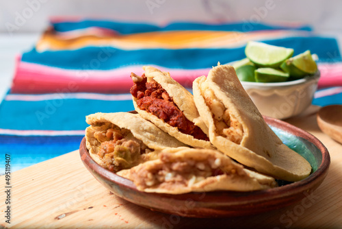 Authentic stuffed Mexican gorditas. Mexican food concept. photo