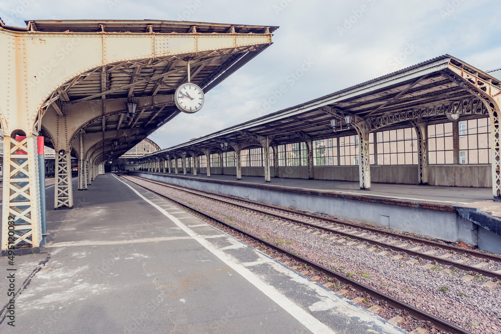 Platforms of railway station. Saint Petersburg. Russia.