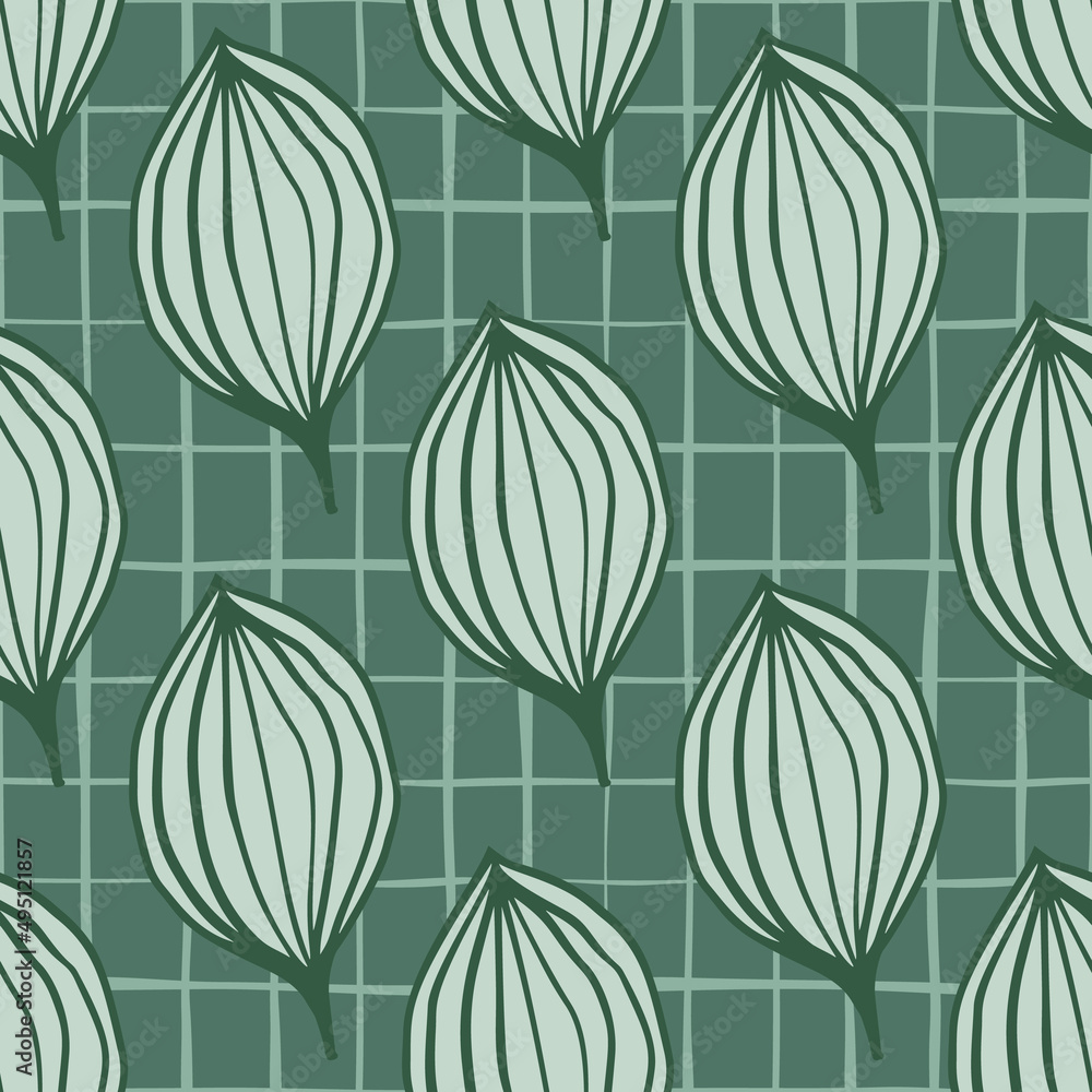 Fototapeta premium Exotic outline leaves seamless pattern. Abstract floral background.