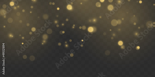 Golden bokeh, gold defocused dust, blurred light