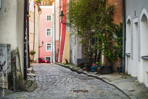 Old town Passau with streets. Old colorful houses and streets. Germany Bavaria © CreativeImage