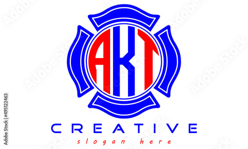 AKT three letters circle curves logo, vector Template