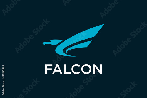 Logo falcon letter F flying
