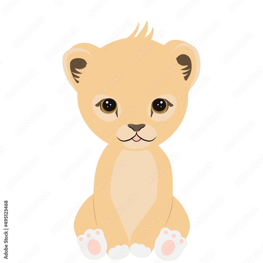 Obraz premium Lion cub cute kids clipart vector illustration