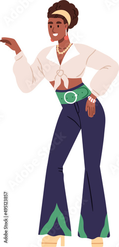 African American Woman Wearing Clothes of 80s Fashion Illustration