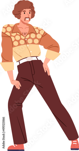 Man Dancing Disco in Retro Styled Outfit of 80s Illustration