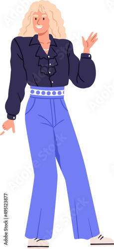 Man in Retro Styled Outfit of 80s Fashion Illustration