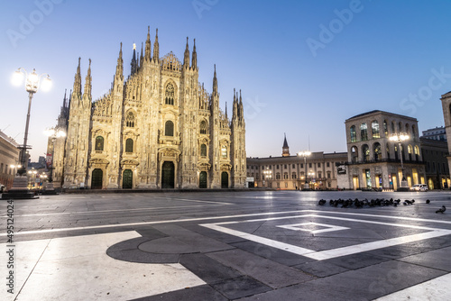 Duomo , Milan gothic cathedral at sunrise, Italy