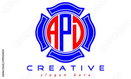 APD three letters circle curves logo, vector Template