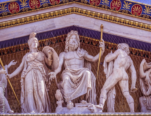 Konstfotografi Zeus statue and other ancient Greek gods, Athens, Greece
