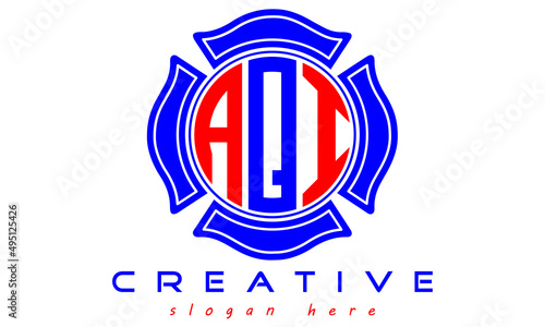 AQI three letters circle curves logo, vector Template