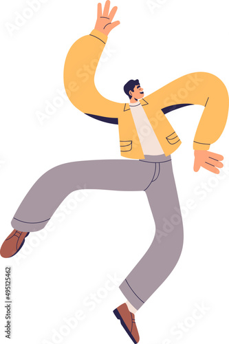 Positive Energetic Man in Free Pose Cartoon Illustration