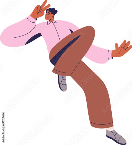 Happy Energetic Man in Free Pose Cartoon Illustration