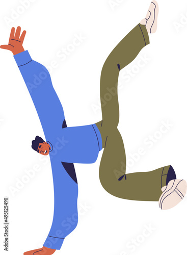 Happy Man Jumping or Flying Cartoon Illustration