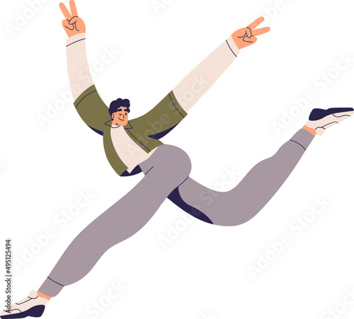 Happy Energetic Man Running Cartoon Illustration
