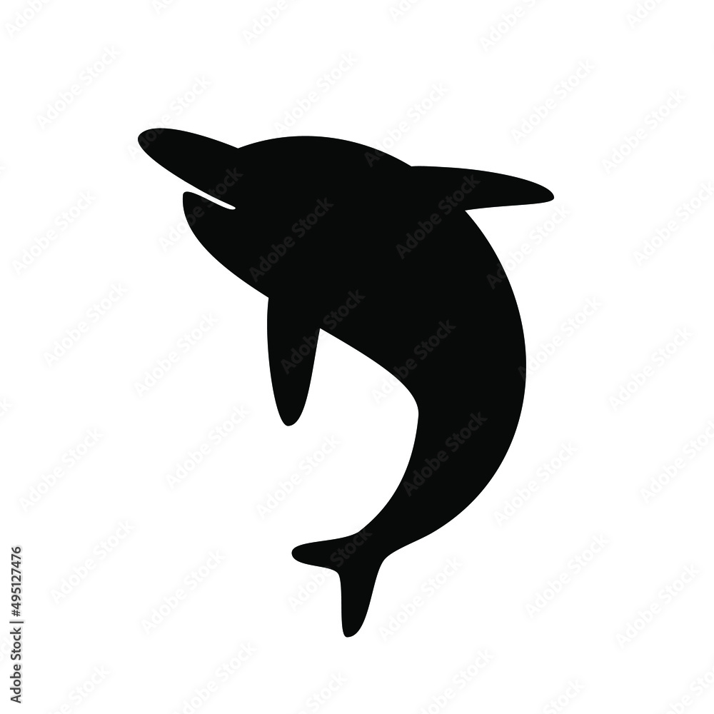 Fototapeta premium Dolphin icon concept flat illustration vector black color.