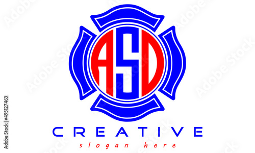 ASO three letters circle curves logo, vector Template