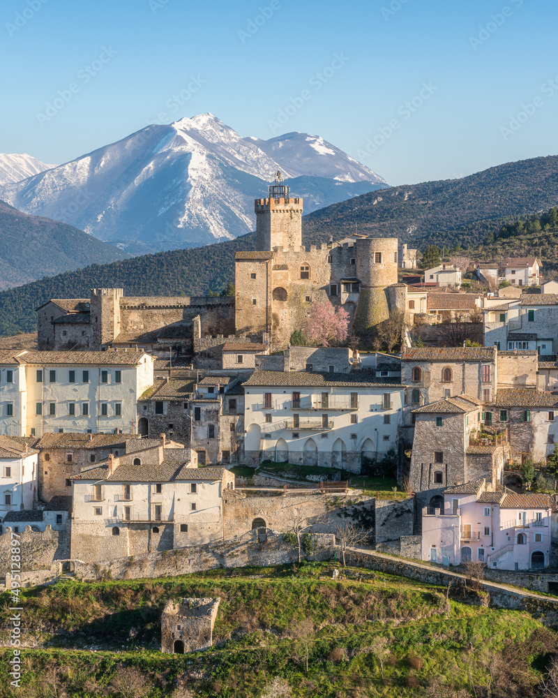 The beautiful village of Capestrano in spring season, Province of L'Aquila, Abruzzo, Italy.
