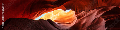 Colorful and magical Antelope Canyon near Page, America. Travel and beauty of nature concept.