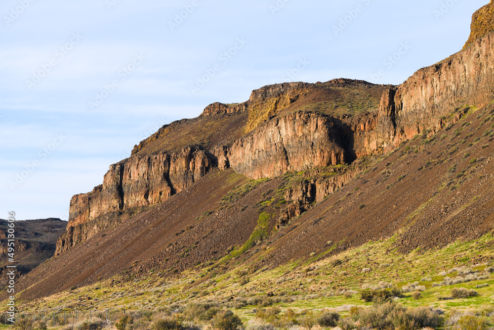Cliffs of the Columbia River Basalt Group in the Columbia Basin of Washington State near Vantage
