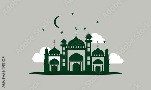 flat design ramadan background with star and cloud elements