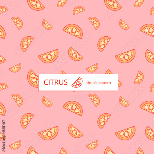orange slices on a pink background - simple vector seamless pattern 