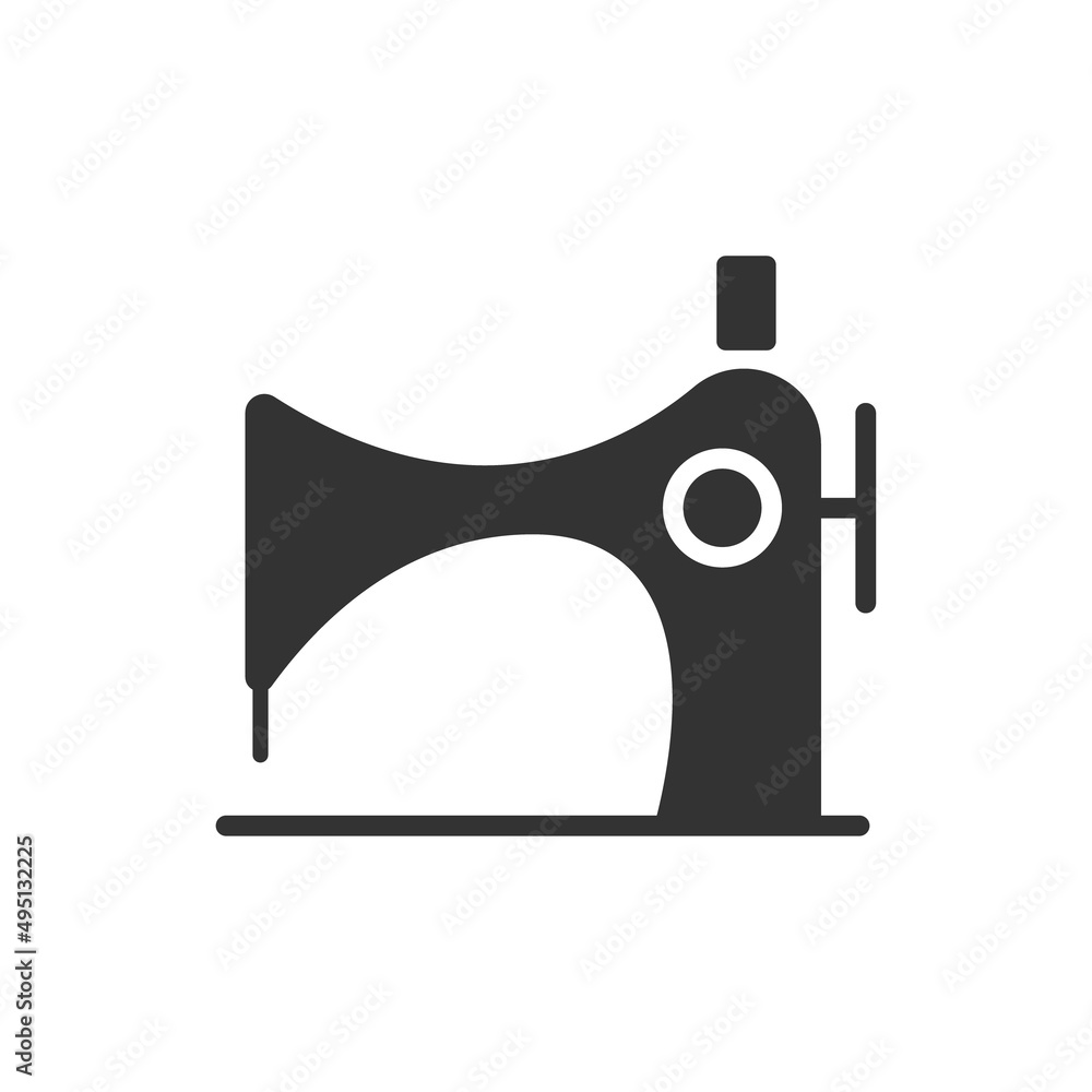 retro sewing machine silhouette vector icon isolated on white ...