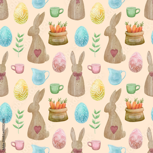 Easter seamless pattern. Modern trendy design. Background, wallpaper, wrapping, textile template.