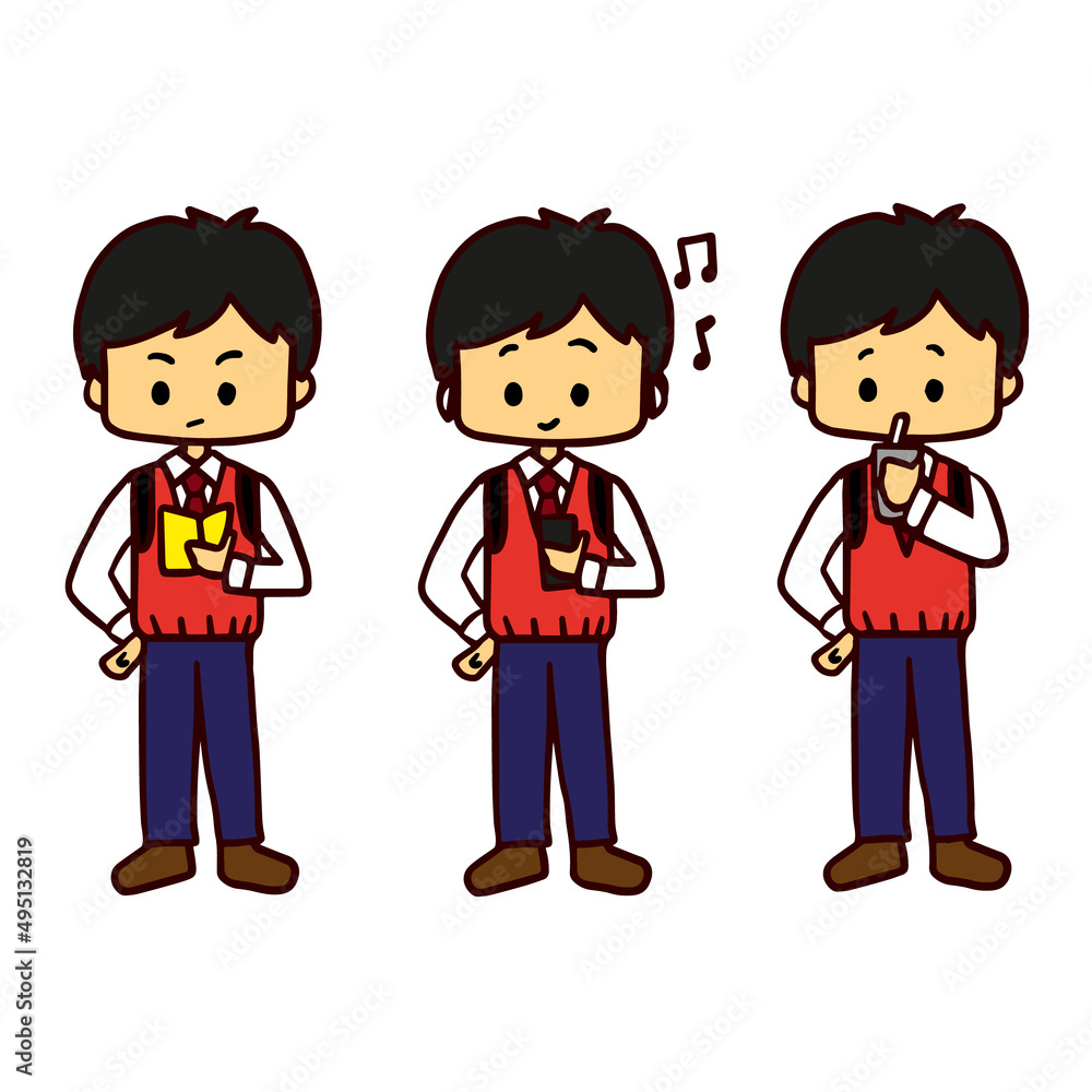 School kids student character vector set. School boy with 3 different standing poses. Isolated character. Vector Illustration. EPS10.
School kids student character vector set. School boy with 3 different standing poses. Isolated character. Vector Illustration. EPS10.