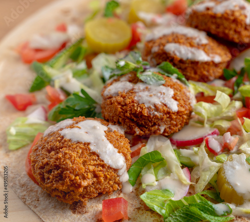 Lebanese food falafel, close up shot