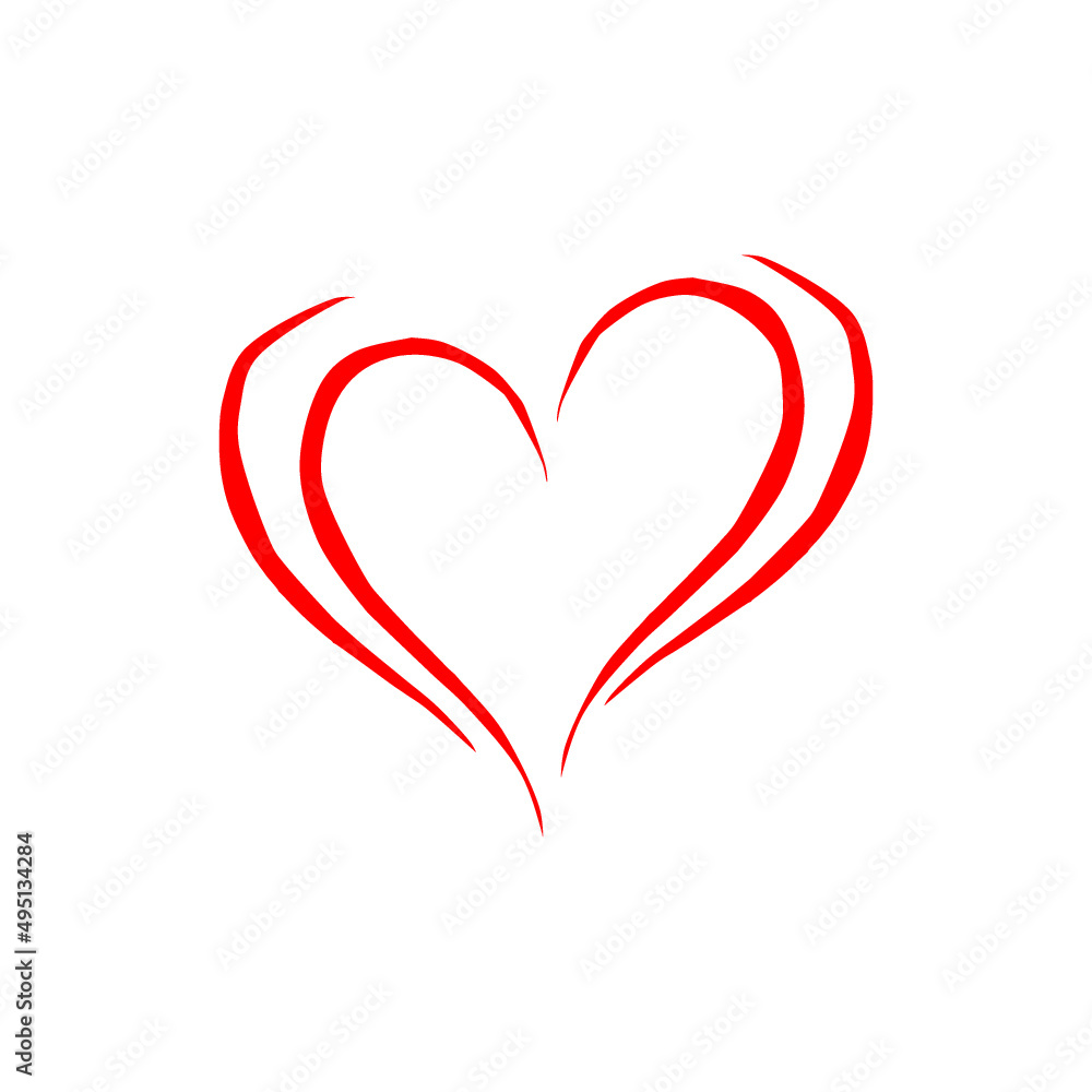 Hand drawn valentine day logo. Heart abstract icon