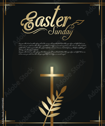Elegant Easter Sunday Design For Poster or Wall Art.
