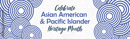 Asian American and Pacific Islander Heritage Month. Vector abstract geometric horizontal banner for social media. AAPI history annual celebration in USA.