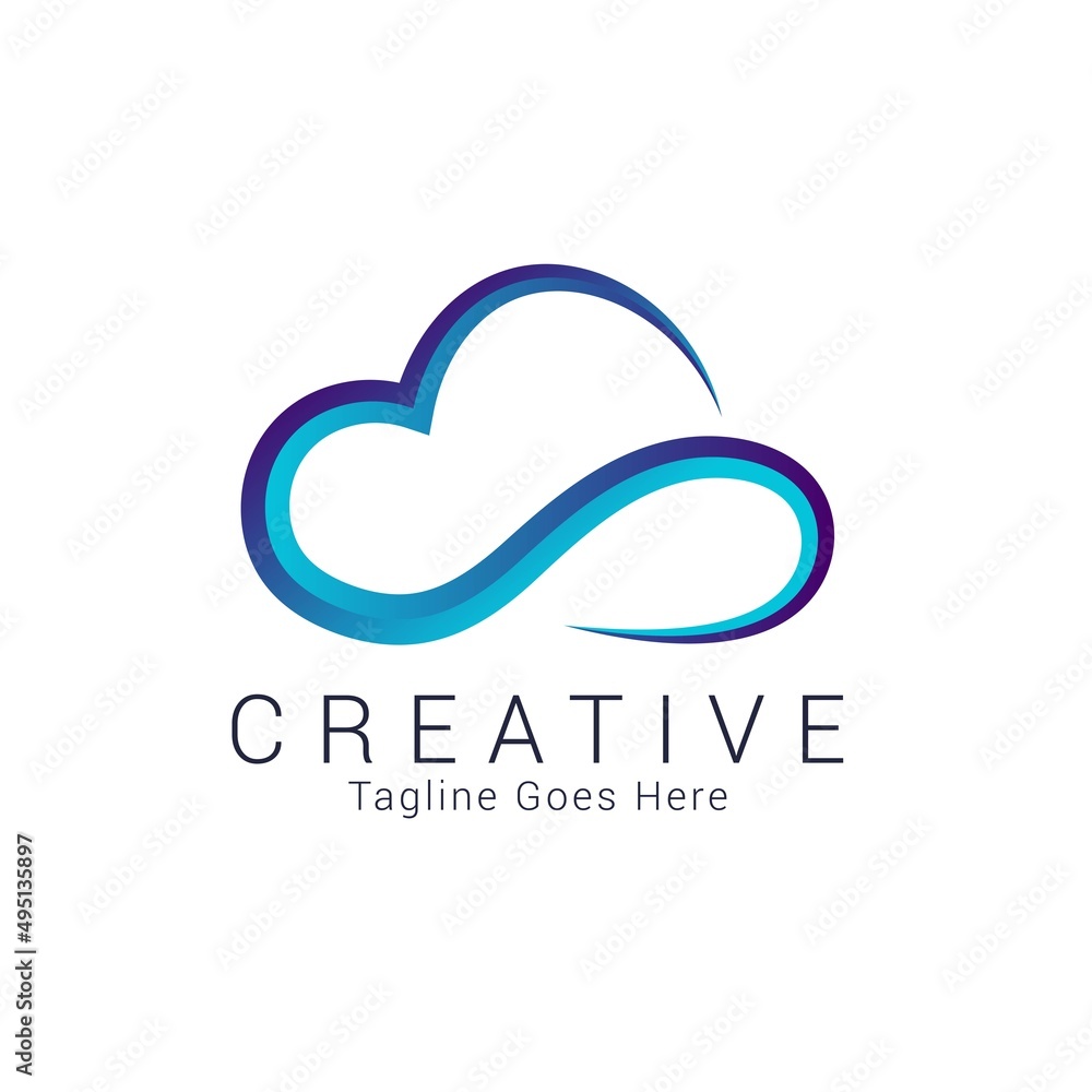 Blue Cloud Technology Logo Vector with modern concept Blue Cloud Technology Logo Vector with modern concept