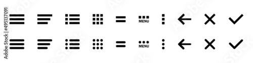 Set of hamburger menu flat icons. Vector illustration