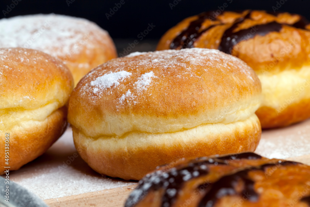 fried in oil Berlin donuts with stuffing fried in oil Berlin donuts with stuffing