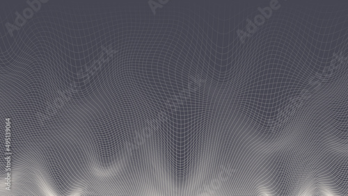 Warped Linear Grid Vector Abstract Technology Grey Minimalist Background. Distorted Mesh Subtle Lines Tech 3D Volumetric Texture. Wavy Deform Surface Abstract Minimal Art Wallpaper