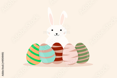 happy easter poster illustration with eggs and bunny ears