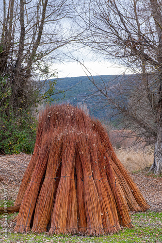 Wicker blocks collected for handicraft work