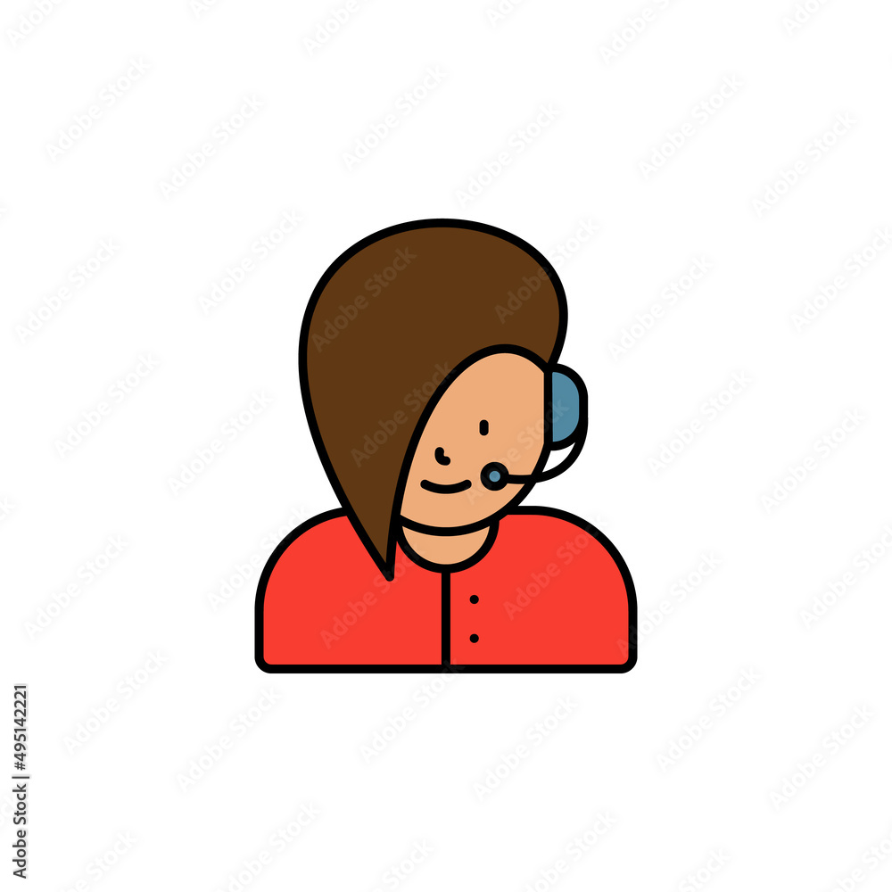 call center, avatar, girl line icon. Elements of call centre illustration icon. Premium quality graphic design icon. Can be used for web, logo, mobile app, UI, UX