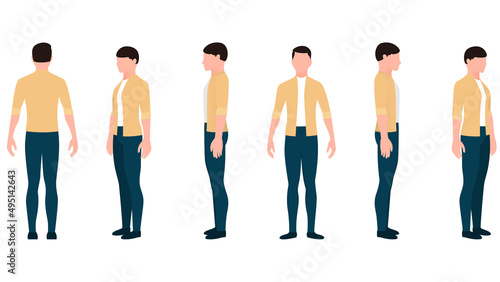man in casual wear, man in jacket t shirt and trousers, business character set vector illustration on white background.