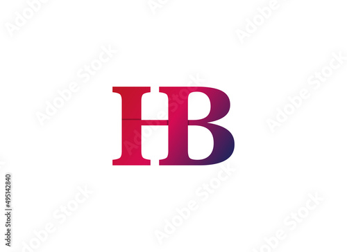 Initial Letter H and B Linked Logo. Colorful Simple Geometric Origami Style Isolated on Gray Background. Usable for Business, Branding and Technology Logo. Flat Vector Design Template Element
