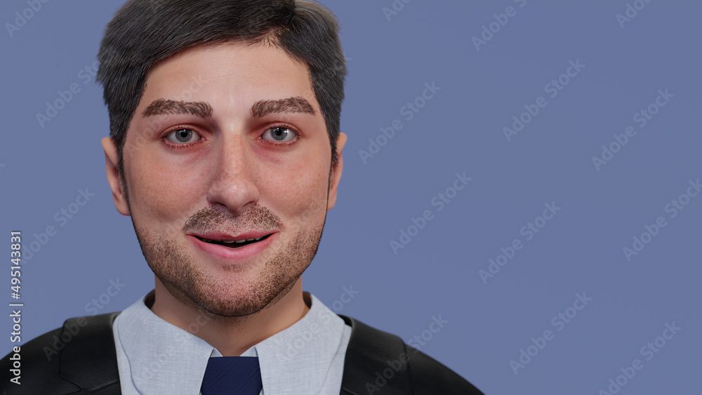 businessman wearing suit and tie office worker success portrait close-up 3D illustration