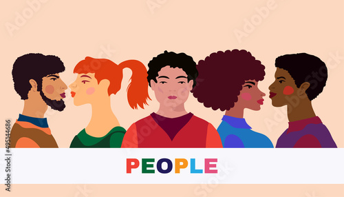 Mix race people avatars profile group of men of diverse culture Diversity multi-ethnic and multiracial people. Concept of racial equality Multicultural society Vector