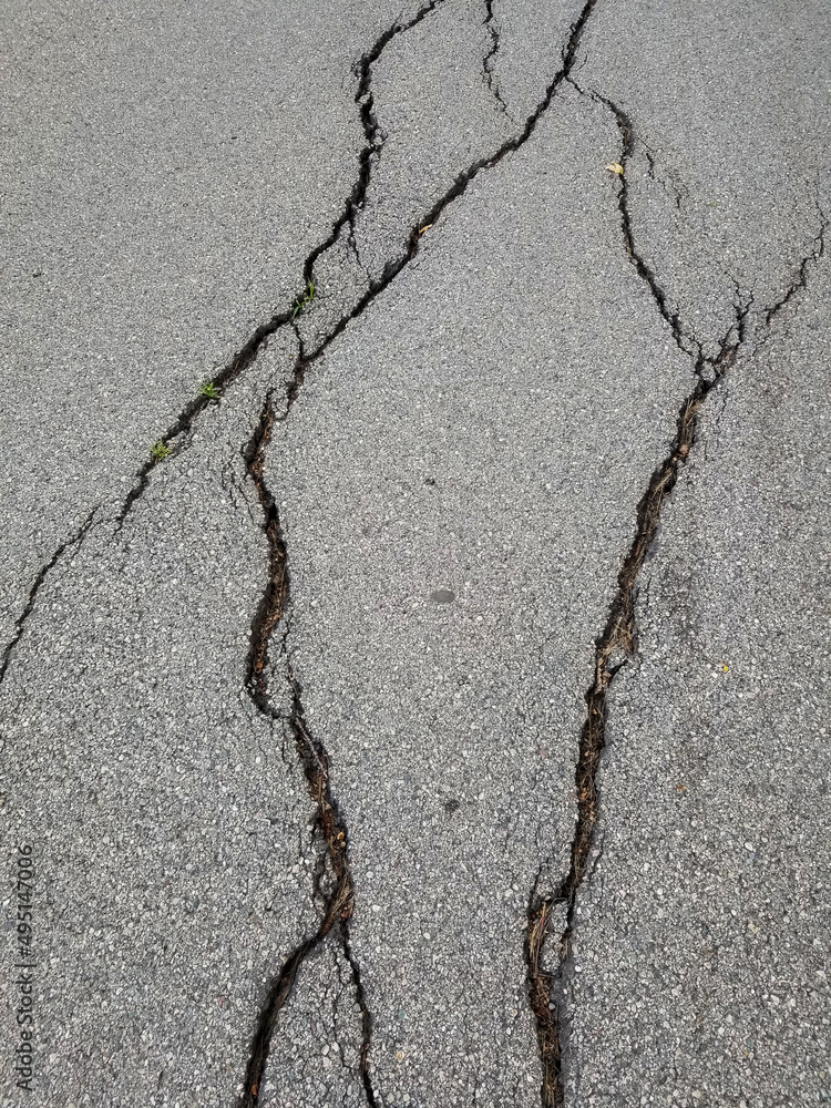 Obraz premium Cracked asphalt. asphalt texture with cracks